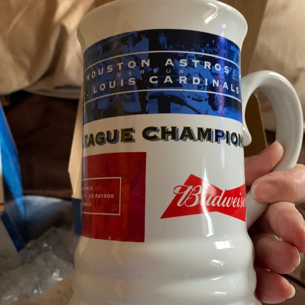 MLB 2004 St. Louis & Houston Budweiser Ceramic Beer Stein 15 yr anniversary